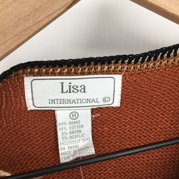 Lisa International Sweater Vest Womens Medium Brown Equestrian Horse Knit NWT #G - Picture 4 of 8